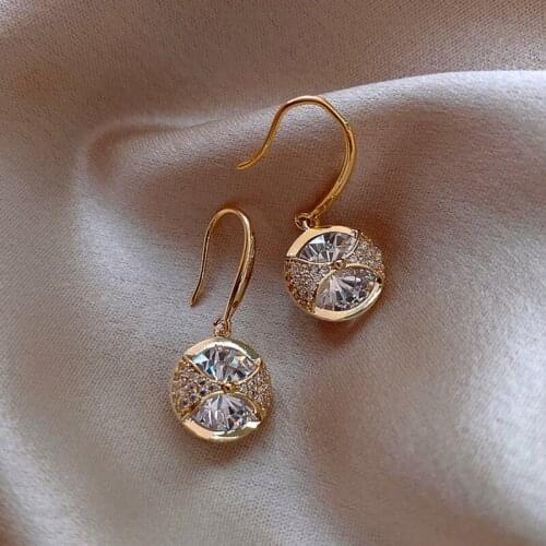 New Arrival Trendy Round Simple Crystal Dangle Earrings For Women Fashion Sweet Water Drop Pendant Jewelry