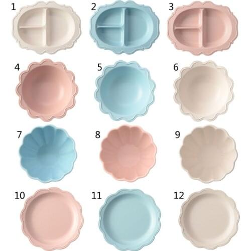 Toddler Infant Baby Dinner Bowl Dishes Bamboo Fiber Separated Child Food Plates Kids Dinnerware Tableware Tray