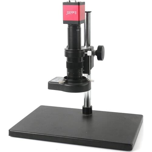 13MP HDMI VGA Industry Digital Video Microscope Camera + Big Stand Universal Bracket+300X/180X C-MOUNT Lens+56 LED Ring Light