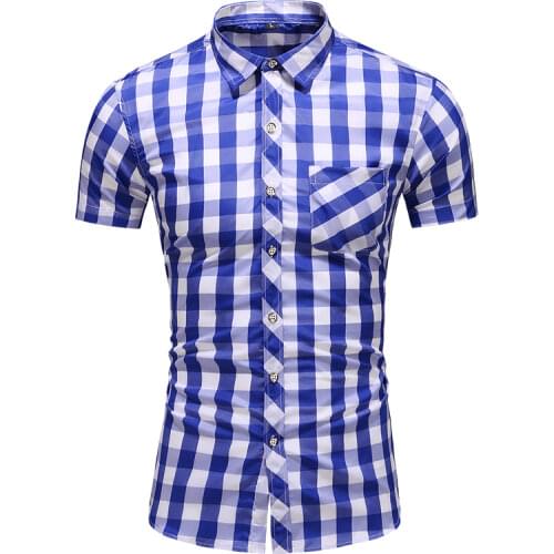 QUANBO Summer Thin Short Sleeve Shirt 2019 New Arrival Mens Plaid Casual Plus size Shirts 5XL 6XL 7XL