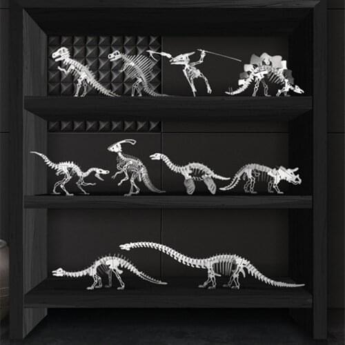 DIY Manual 3D Stereo Stainless Steel Metal Dinosaur Model Jigsaw Puzzle Fashion Creative Home Decoration Ornaments Gift for Kids