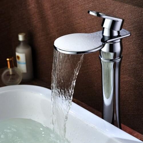 Contemporary Chrome Finish single Hole Single Handle Vessel Bathroom Sink tall Faucet mixer tap