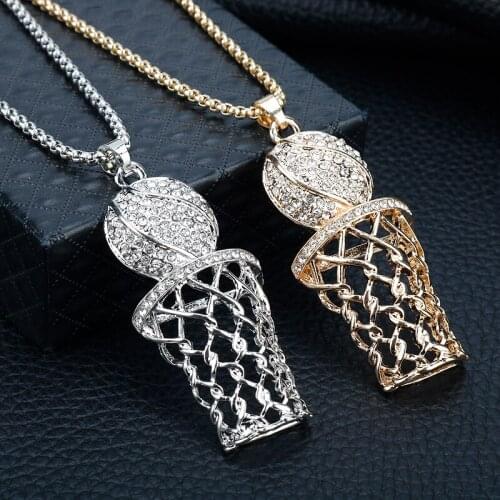 Sport Jewelry Basket Ball Necklace Men Hip Hop Alloy Pendants Necklaces Hollow out Charm Snake Chain Necklaces Friends Gift