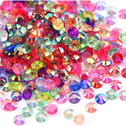 2-5mm Resin Rhinestones Transparent Bottom Flatback Glitter Crystal AB Nail Gems For Nail Art Decoration Rhinestone For Clothing