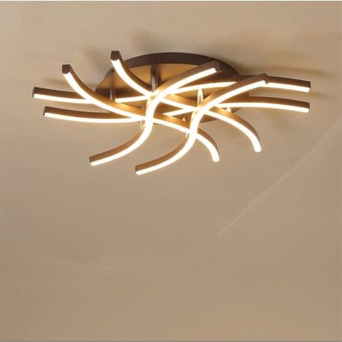 Led ceiling lamps shaped bedroom living room aluminum brown multi-head Indoor Lighting RC Dimmable Pendant light