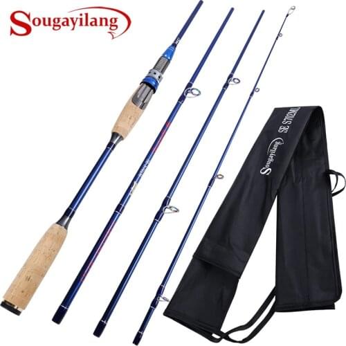 Sougayilang 4 Section Lure Rod 2.1M 2.4M Ultralight Weight Fishing Rod Carbon Rod Spinning Travel Rod Carp Fishing Tackle