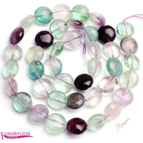 High Quality Natural Multicolor Fluorite Stone 8/10/30mm Coin Shape Necklace Bracelet Jewelry DIY Gem Loose Beads w3668