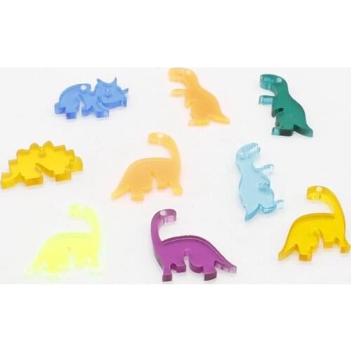 10 Funny Acrylic Dinosaur Bead Jewelry Accessories Cute Pendant DIY Earrings Necklace Keychain Phone Case Patch Material