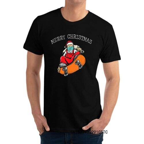 Funny Christmas Santa SkateBoard Wearing Top T-shirts Newest Mens VALENTINE DAY Tops Shirts Camisas Casual Tee-Shirts