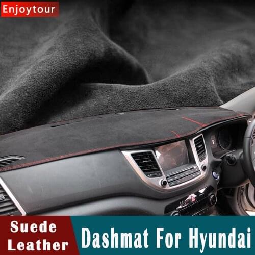 Suede Leather Dashmat Dashboard Cover for Hyundai Grand I10 Kona Veloster Xcent H-1 Starex Genesis Coupe Solaris Sant Fe AZERA
