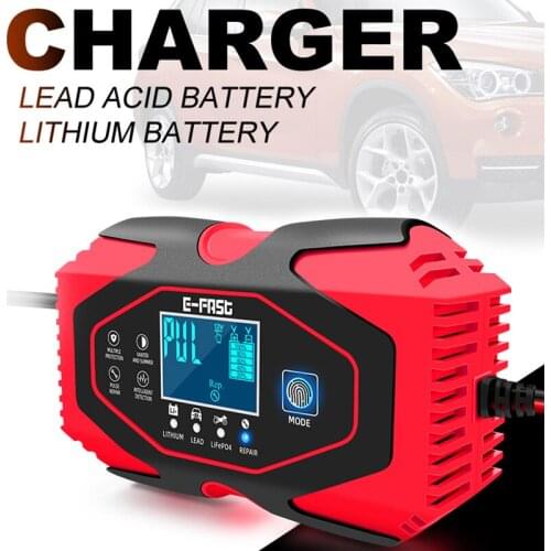 Pro 12V 6A Intelligent Car Motorcycle Battery Charger For Auto Moto Lead Acid Smart Fast Charging 6-120ah Digital LCD Display