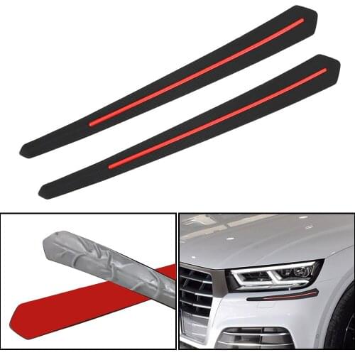 Anticollision Protectors Auto Accessories Universal Carbon Fiber Rubber Exterior Decoration Mouldings Car Bumper Lip Strip 2PCS