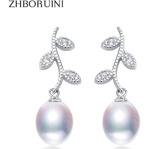 ZHBORUINI 2020 Drop Pearl Earrings 925 Sterling Silver Earrings real Natural Freshwater Pearl Pearl Jewelry For Wemon Wedding