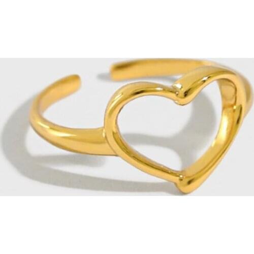 Sole Memory Sweet Romantic Heart 925 Sterling Silver Female Resizable Opening Rings SRI674