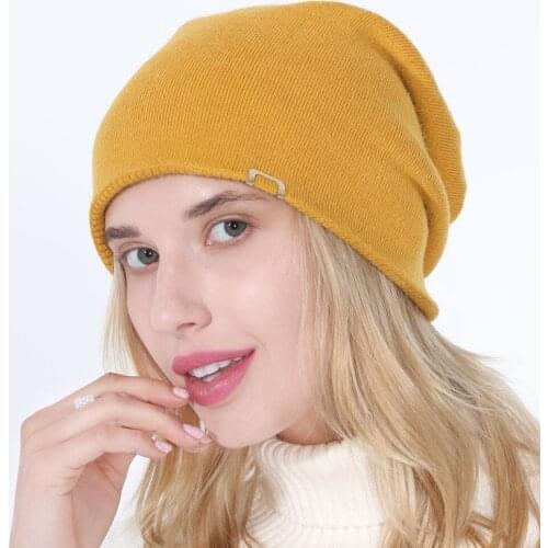 Winter Hats For Women Beanie Hat Rabbit fur Woman Hat Winter Beanies for Ladies Knitted Hat Cashmere Autumn Solid Bonnet 2020