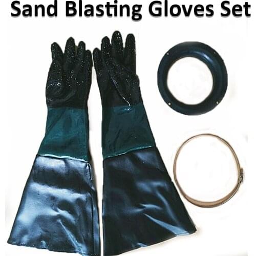 1Pair Sand Blasting Gloves 60cm Glove With Sealing Rubber Ring Sandblast Cabinet Parts Sand Blaster Gloves