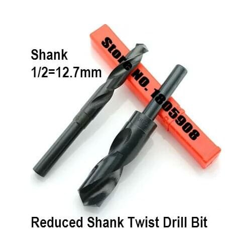 1PCS 22mm-40mm 1/2 inch Dia Reduced Shank HSS Twist Drill Bit For Bore Machining Black High Quality (23/24/25/28/30/32/35/40mm)