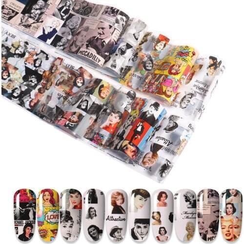 10pcs/bag Nail Foil Marble Pattern Nail Sticker Nail Art Transfer Foils Manicuring DIY Tips Sticker Decoration Nails Accessories