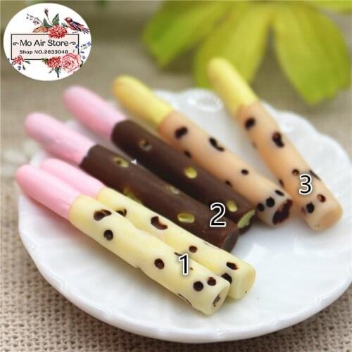10PCS mini cookies stick Resin Flat back Cabochon imitation food Art Supply Decoration Charm Craft