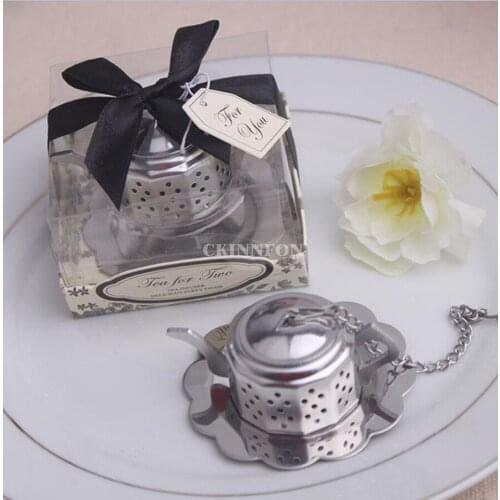 200Pcs/Lot Factory Directly Tea Time Teapot Tea Infuser Stainless Steel Tea Strainer Wedding Favors