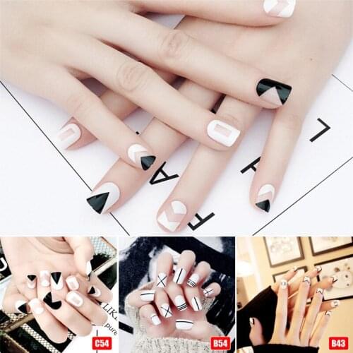 24Pcs/Set Fake Nails Tips Square Type Wedding Brides Nail Art Tips Decor MP789