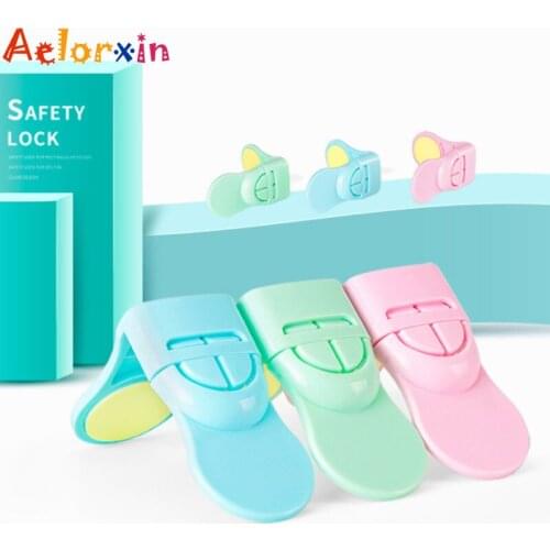 3Pcs/Lot Child Protection Right Angle Drawer Lock Baby Child Safety Child Lock Blue, Green, Pink Drawer Lock