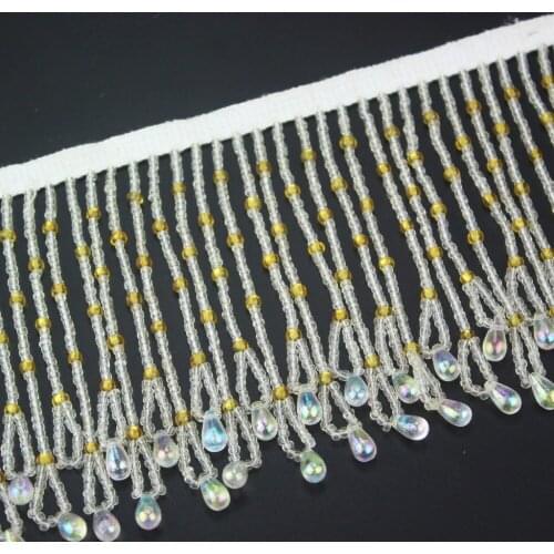 6yds High grade handmade Beaded Fringe Trimming DIY clothing Sewing Accessories Bridal Wedding Dress Decoration Tassel Lace Trim