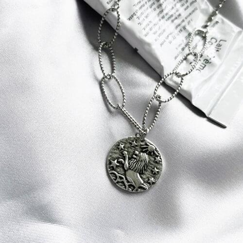 925 Sterling Silver New Lion Pendant Necklace Female Fashion Retro Temperament Prevent Allergy Party Faith Necklace