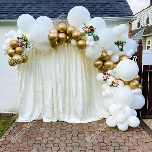 98pcs Birthday Party Wedding Gold Latex Balloon Arch Kit White Balloon Garland Holiday Event Baby Shower Celebration Decoration
