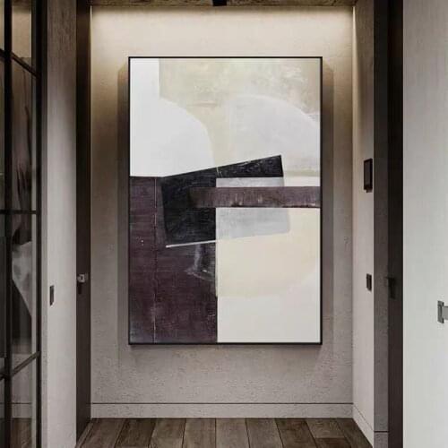 Handmade Abstract Oil Painting Wall Art Geometric Style Minimalist Modern On Canvas Decorative For Living Room No Frame