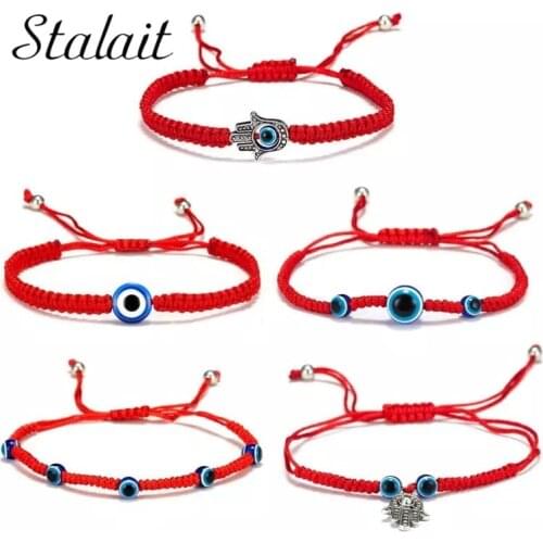 Lucky Braided Blue Evil Eye Beads Bracelets Red String Charm Elephant Hamsa Hand Friendship Bracelet Making Supplies Jewelry
