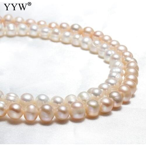 Cultured Baroque Freshwater Pearl Beads 7-8mm White Natural Pearl for DIY Jewelry Making 14 -15 Inch Strand Big Loose Pearls