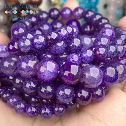 Natural Stone Purple Dragon Veins Agates Beads Loose Spacer Round For Jewelry Making 6-10MM DIY Bracelet Accessories Wholesale