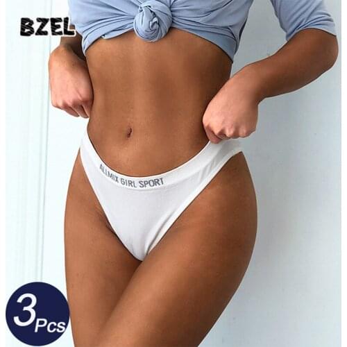 BZEL 3Pcs/lot Sexy Women Letter Thongs Underwear Seamless G-String Low Waist Female Sport Tanga Comfort Underpants Lady Lingerie
