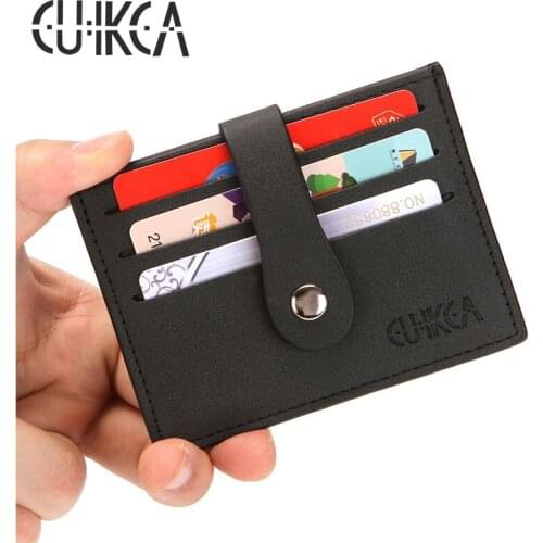 CUIKCA Slim Nubuck Leather Wallet Hasp Coin Purse Women Men Card Holders Business Credit & ID Case Money Pocket