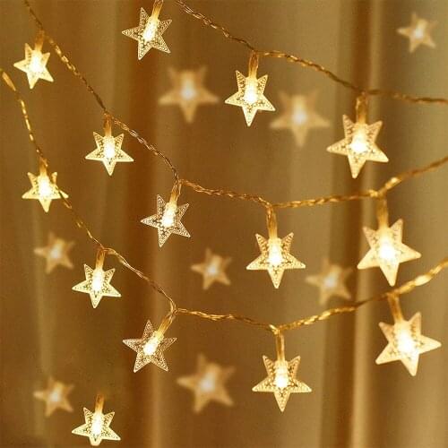10/20/30/40leds Star String Lights Battery Powered Holiday Christmas Wedding Party Garden Decoration Fairy Lights