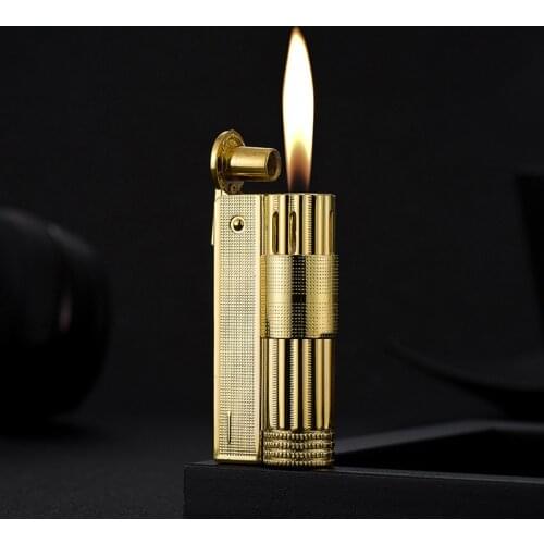 Kerosene Classic Copper Lighter Gasoline Vintage Style Oil Petrol Refillable Flint Ignition Grinding Wheels Fire Lighter Smoking