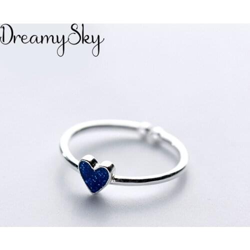 New Gothic Men Blue Love Heart Rings For Women Jewelry Birthday Gift Romantic Wedding Engagement Drop Shipping 2021