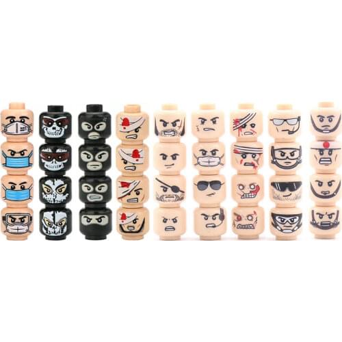 WW2 Military Army Soldier Figures Face Heads City Building Blocks Accessories Parts facial expression Brick Toy Gift