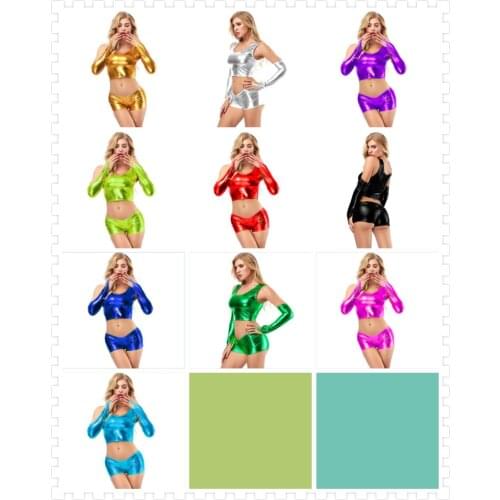 Candy Color Shiny PU Faux Leather Crop Top Sleeveless Sexy Tnak Tops Pole Dance Night Club Wear Bustier Top Camisole Vest Tanks