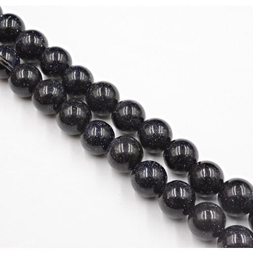 Natural Galaxy Stone Round Beads Stars Wholesale Blue Sand Sunstone Loose Beads for Jewelry Making DIY Free Shipping 4-12mm