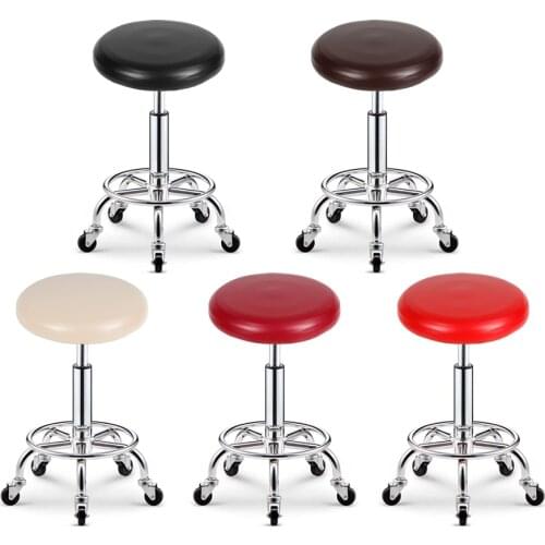 Round Elastic Chair Cover PU Leather Bar Stool Cover Bar Stool Seat Cover Home Chair Slipcover Protector Bar Stool Slipcover
