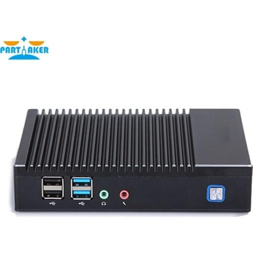 Partaker Fanless Mini PC AMD A6 1450 Quad Core Industrial Computer Mini Desktop PC Windows 10 Pro HDMI VGA Auto Power On