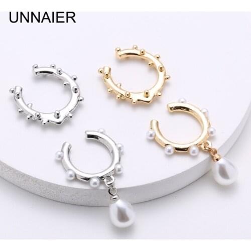 Gold and silver earrings female fashion exaggerated pearl metal asymmetrical ear bone clip without pierced fake earrings