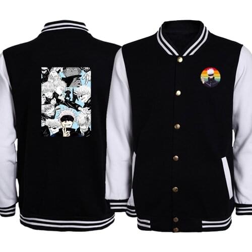 Jujutsu Kaisen Japan Anime Print Men Baseball Jackets Harajuku Hip Hop Mens Clothing Coats High Quality Fashion Male Jacket
