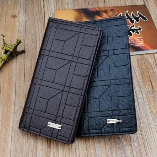 Mens Long Wallet Fashion Embossed Vertical High-capacity Mobile Phone Bags Multi-function Card Case Male Credit Card Holder New