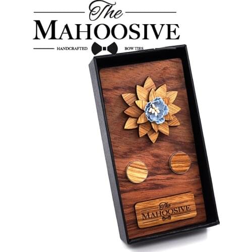 MAHOOSIVE Wood Bow Tie For Men Classic Wooden Bowties Neckwear Butterfly Wedding Cravats Accessories Bowknot