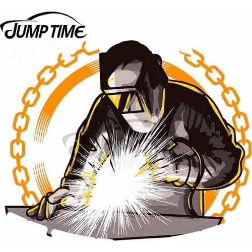 Jump Time 13 x 10.8cm Welder Windshield VAN Car Stickers Toolbox Decal Scratch-Proof Cartoon Car Assessoire
