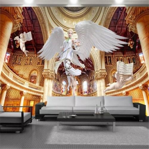 European Style 3d Angel Wallpaper European Dream Angel Beauty Roman Column Palace Background Wall Photo 3d Mural Wallpaper