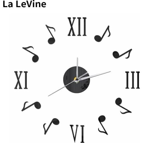 LALEVINE DIY Wall Clock Roman Note Mute Retro Decorative Wall Clock Acrylic Mirror Effect Wall Sticker Single-sided Home Clock
